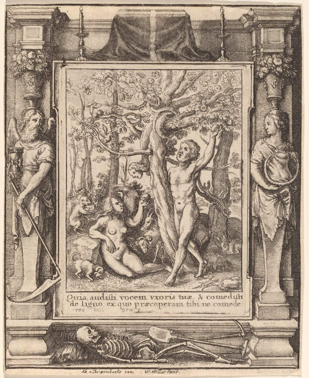 Tuin van Eden door Wenceslaus Hollar after Hans Holbein the Younger after Abraham van Diepenbeeck