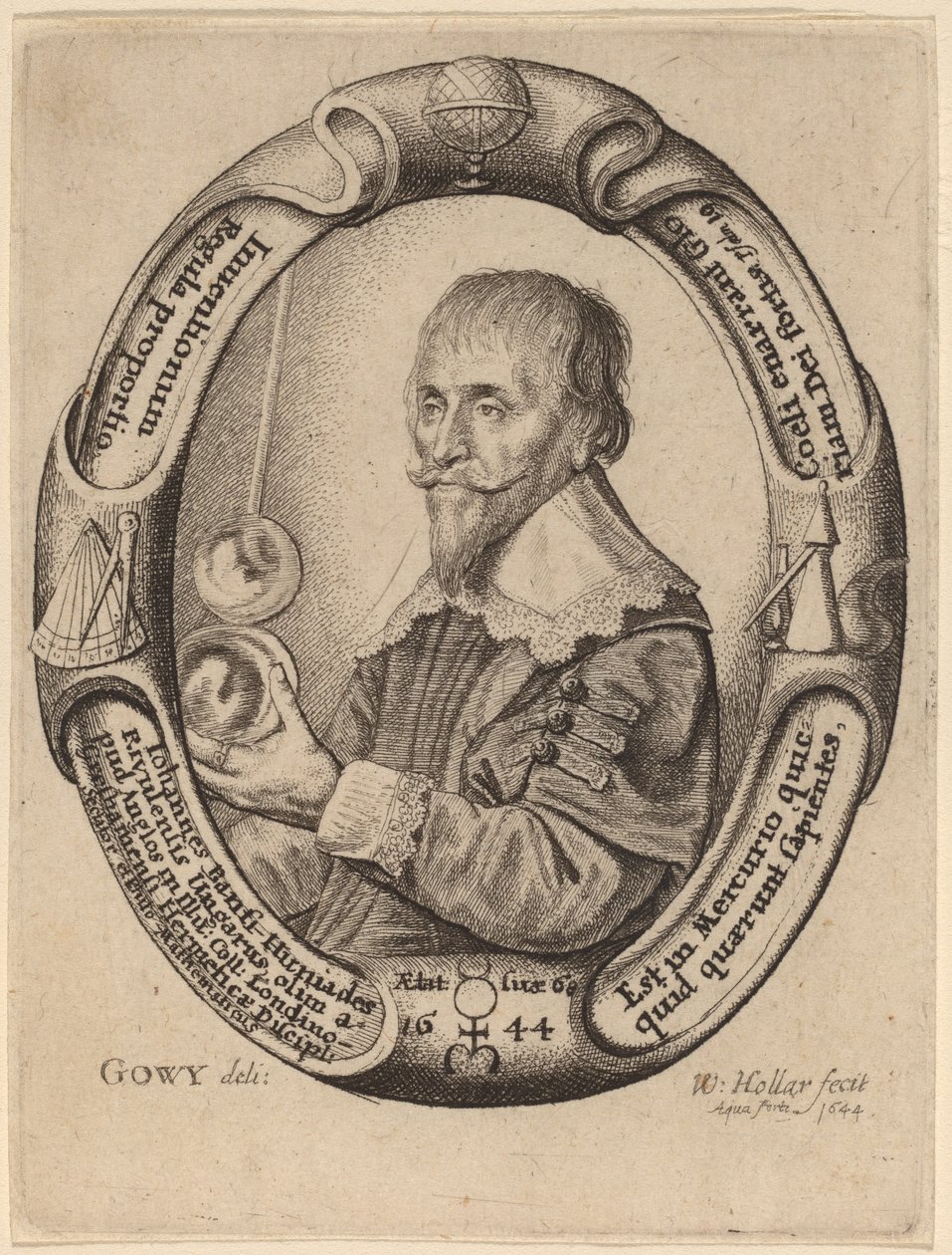 Johann Banfi Huniades door Wenceslaus Hollar after Jacob Peter Gowy