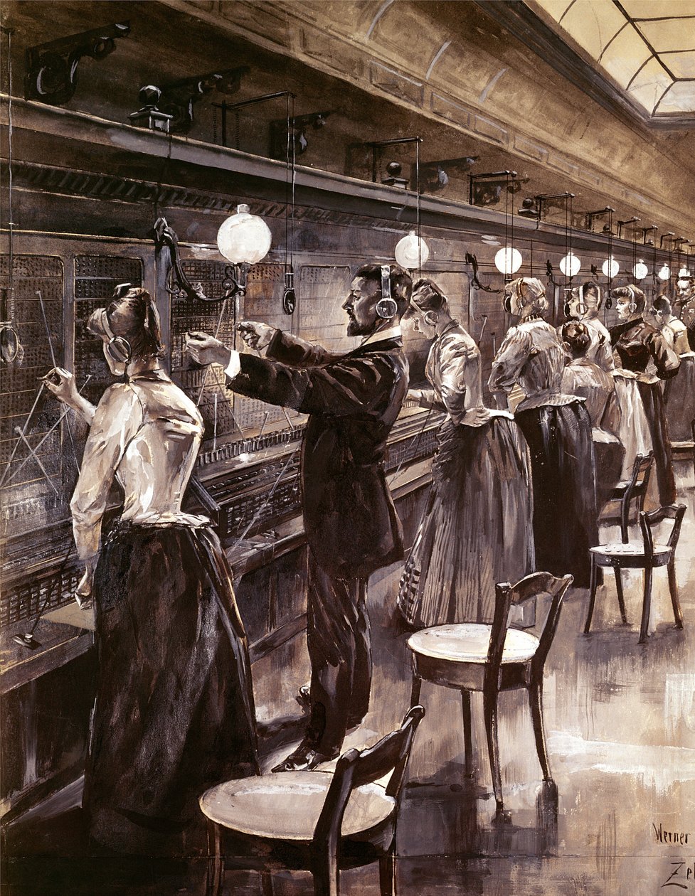 De Berlijnse Centrale Telefooncentrale, c.1890 door Werner Zehme