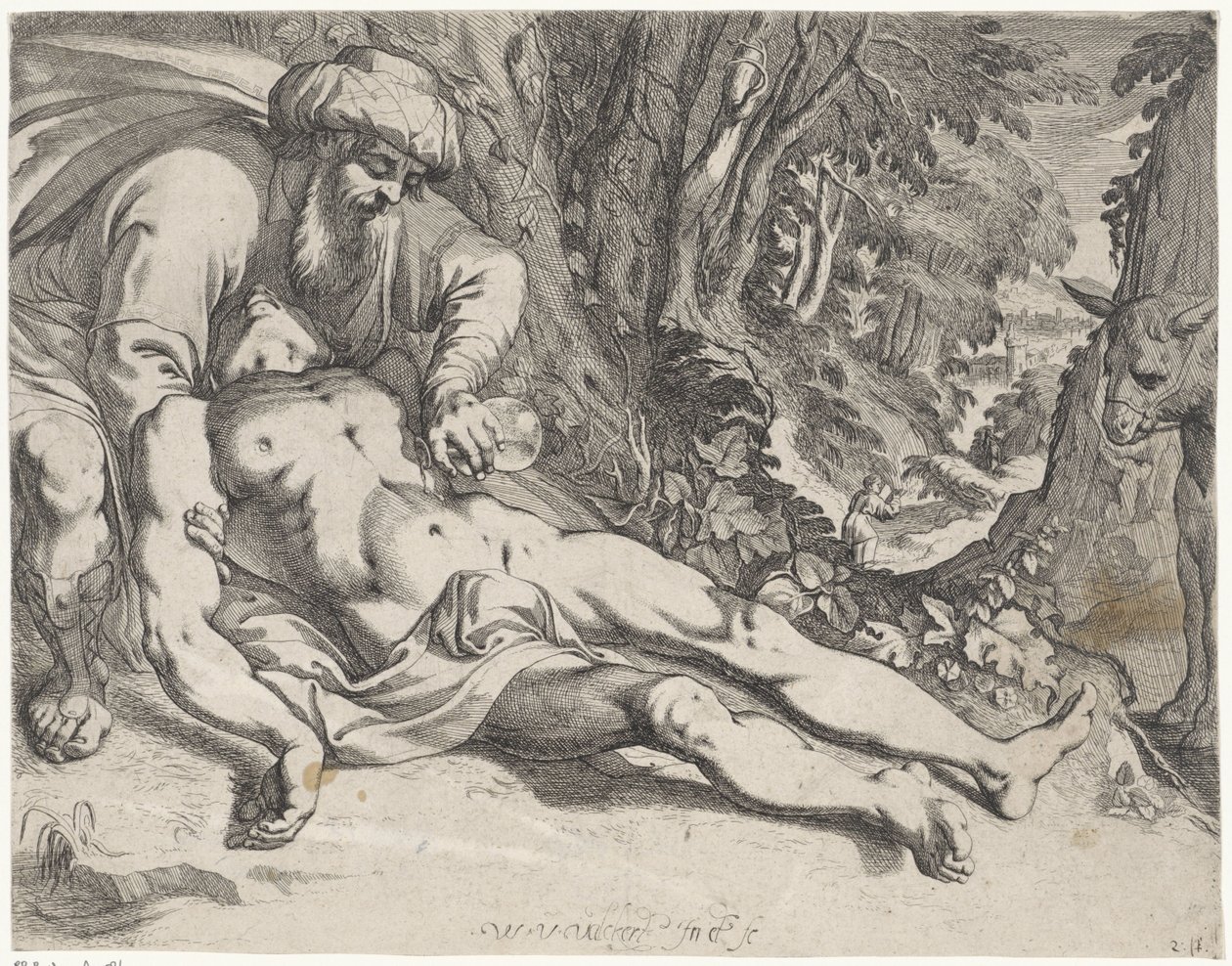 De barmhartige Samaritaan door Werner van den Valckert