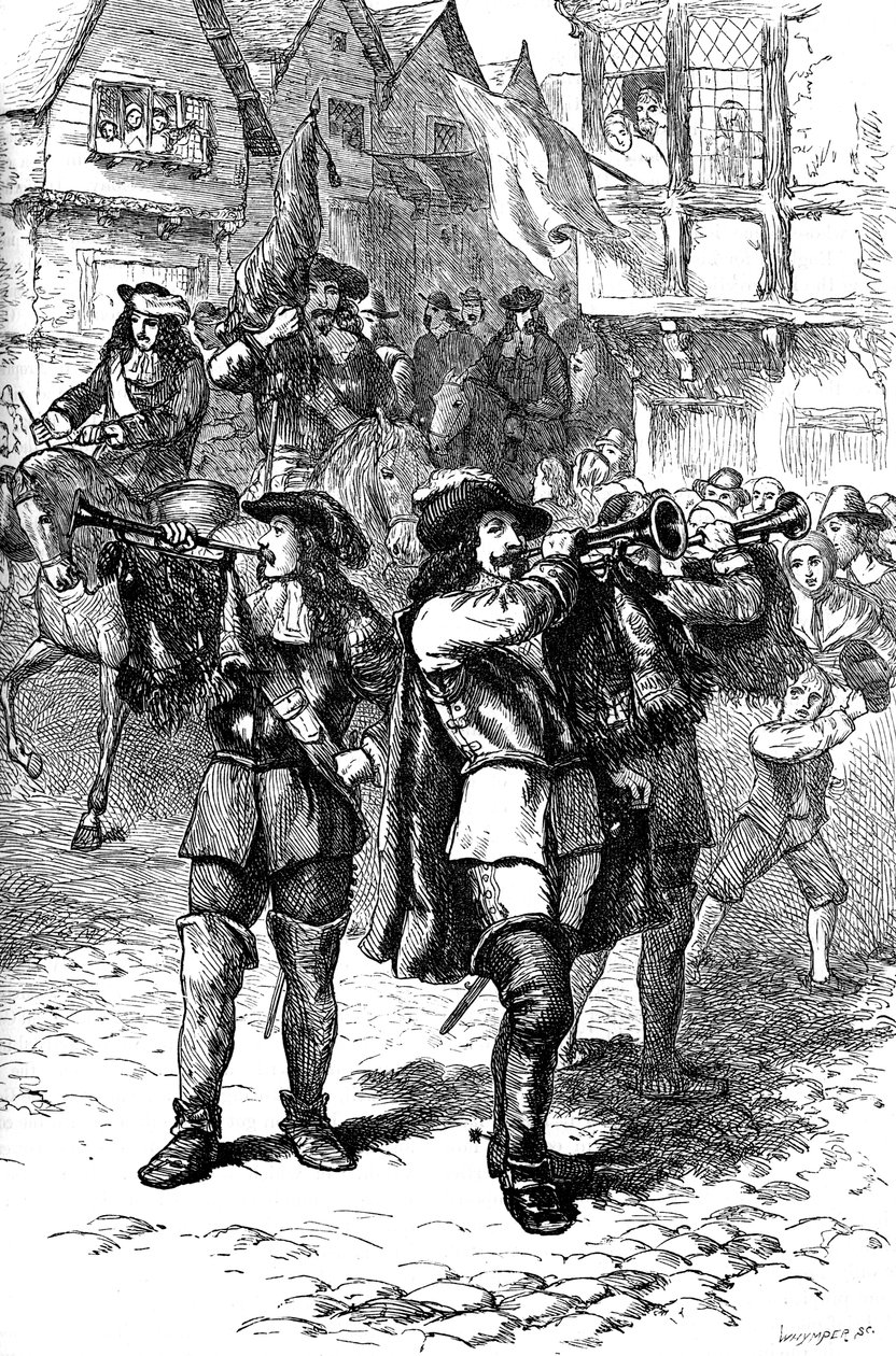 James II uitgeroepen in Boston, 1685 ca. 1880 door Whymper