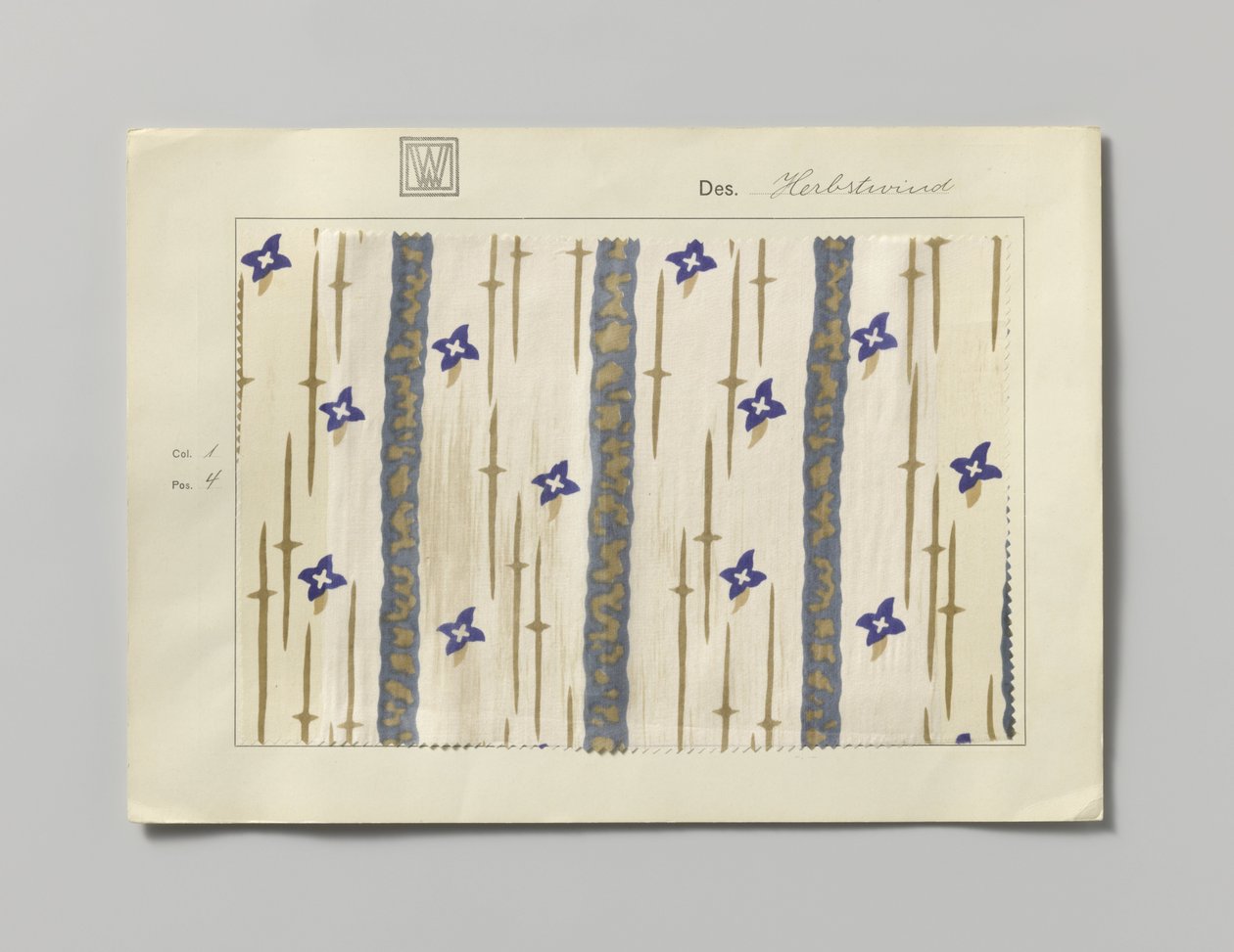 Staal met bedrukte zijde, dessin Herbstwind door Wiener Werkstätte