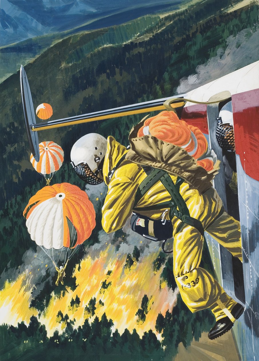 Parachutisten door Wilf (20th century) Hardy