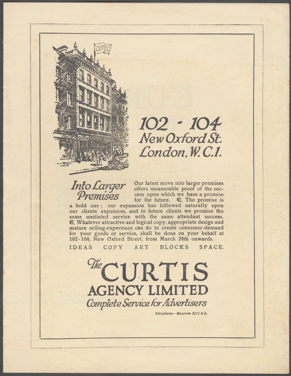 Curtis Reclamebureau door Wilfred Fryer