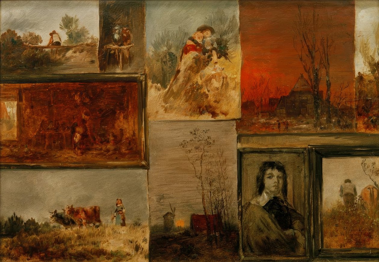 Verzamelbeeld met 9 studies door Wilhelm Busch