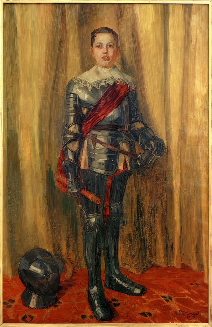 Jörg Trübner in harnas door Wilhelm Trübner