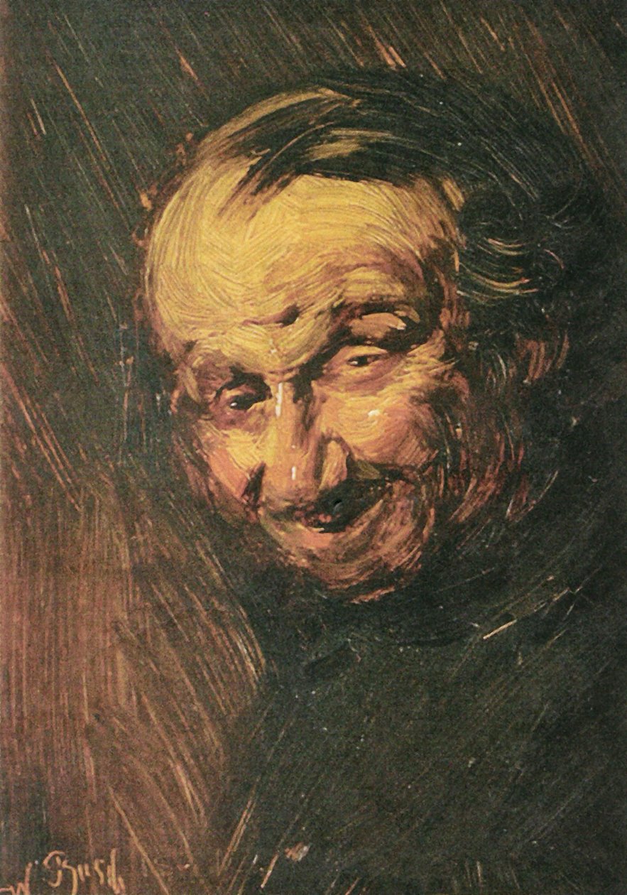 Duits: The bone man, hoofd van een oude man door Wilhelm Busch