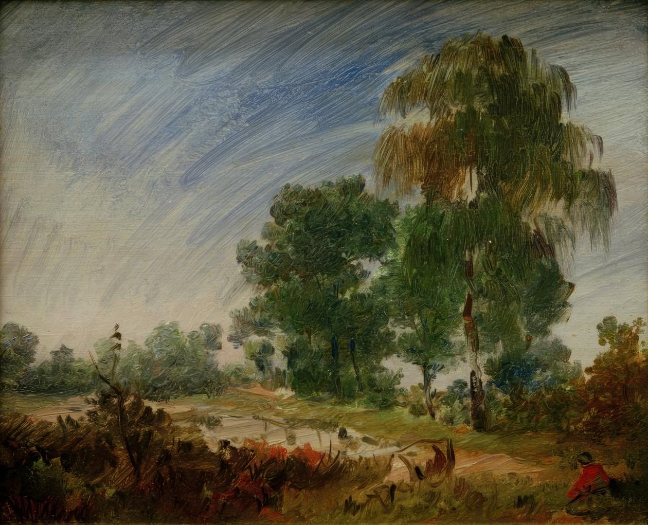 Laatzomerse heidelandschap met vijver door Wilhelm Busch