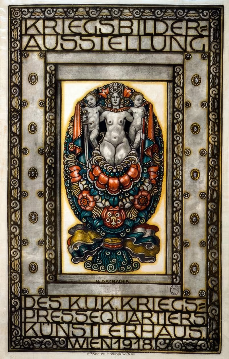 Oorlogsbeelden tentoonstellingsposter door Wilhelm Dachauer