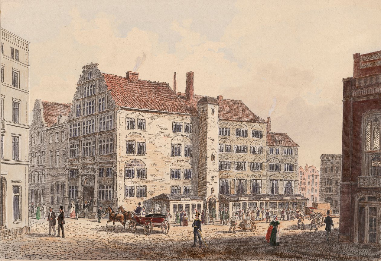 Hamburg 1845 kaiserhof hotel-zijaanzicht door WIlhelm Heuer