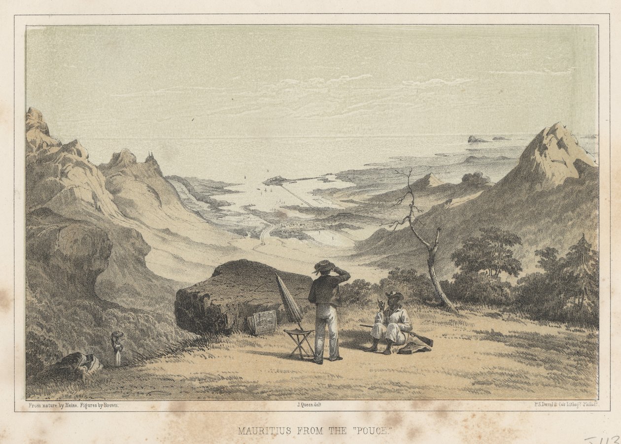 Mauritius vanaf de Pouce, 1855 door Wilhelm Joseph Heine