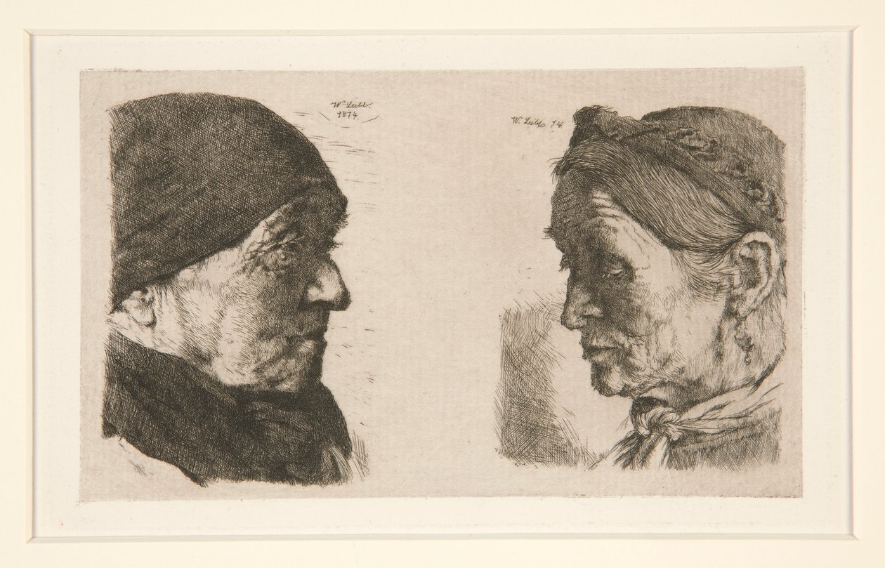 Zonder Titel [studie van twee hoofden] door Wilhelm Maria Hubertus Leibl