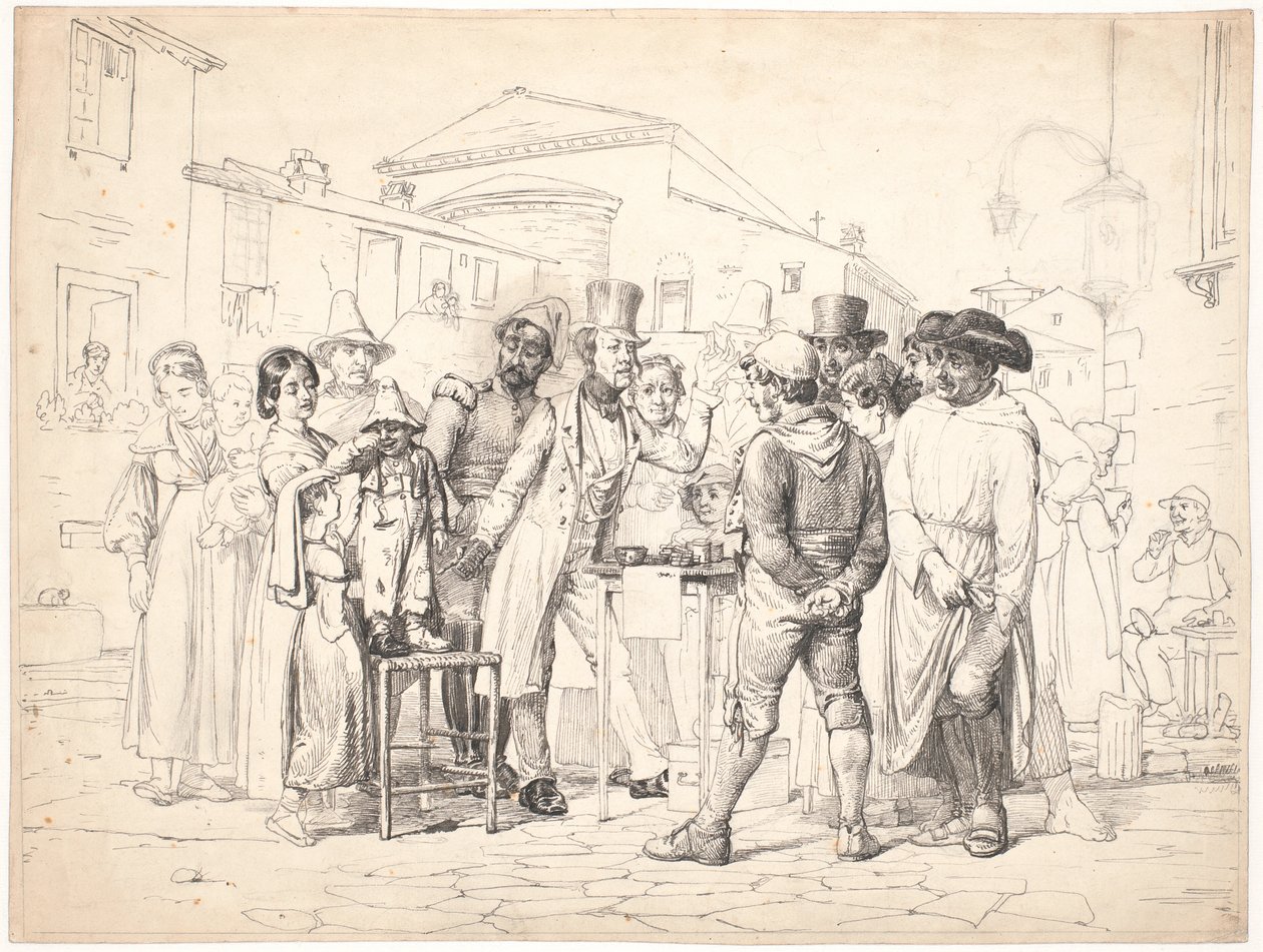 Een charlatan verkoopt schoensmeer, Rome door Wilhelm Marstrand