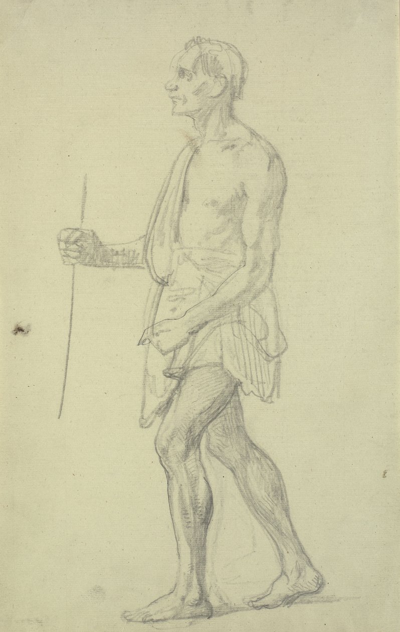 Figurenstudie. Staande man in profiel naar links door Wilhelm Marstrand