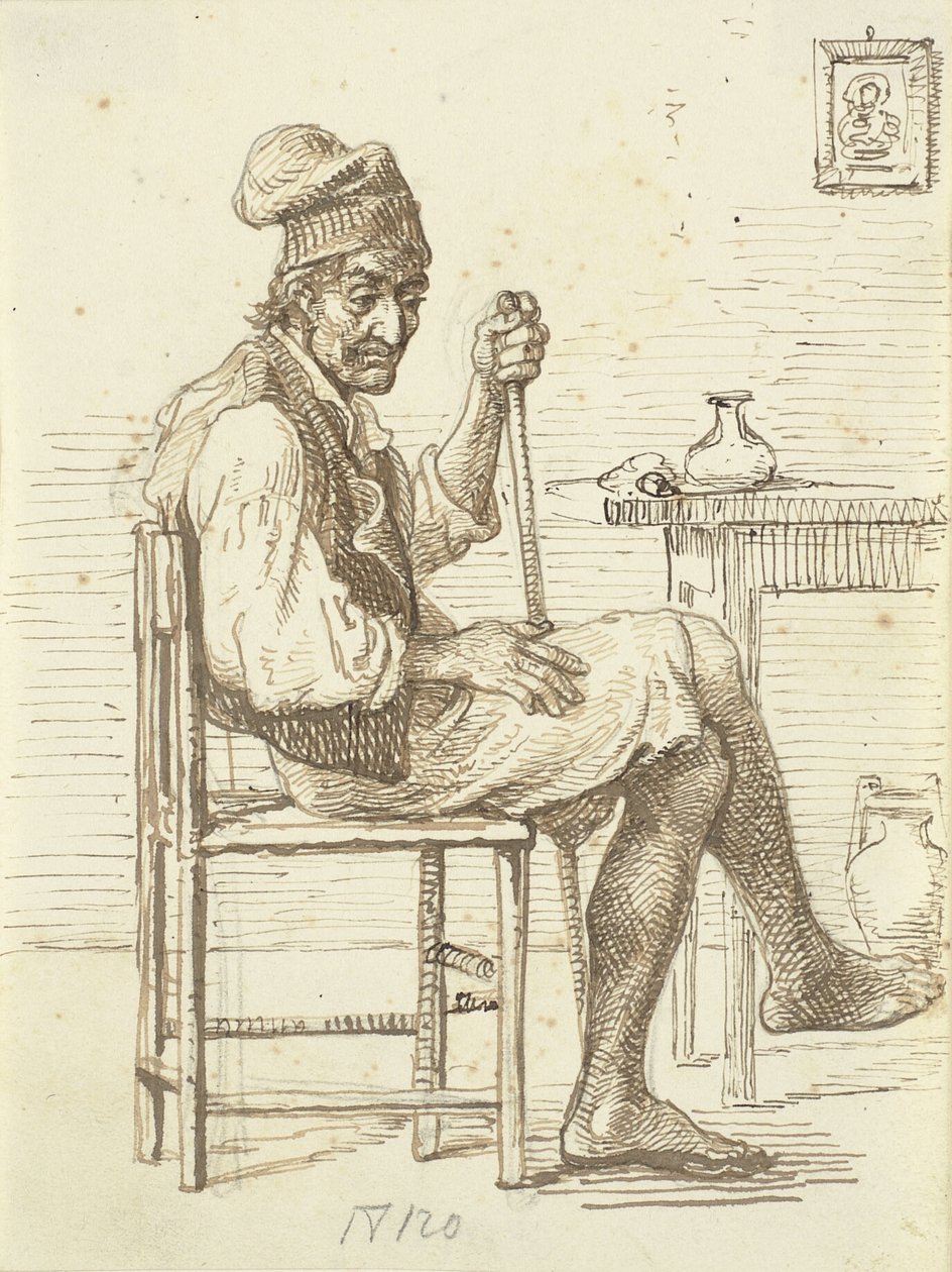 Oude Italiaanse visser zittend in een kamer door Wilhelm Marstrand