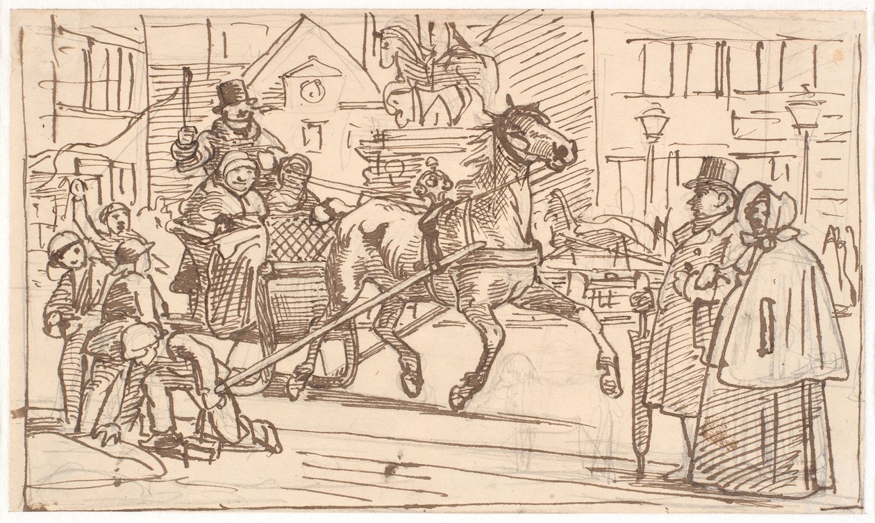 Sleerit rond "Het Paard" op Kongens Nytorv door Wilhelm Marstrand