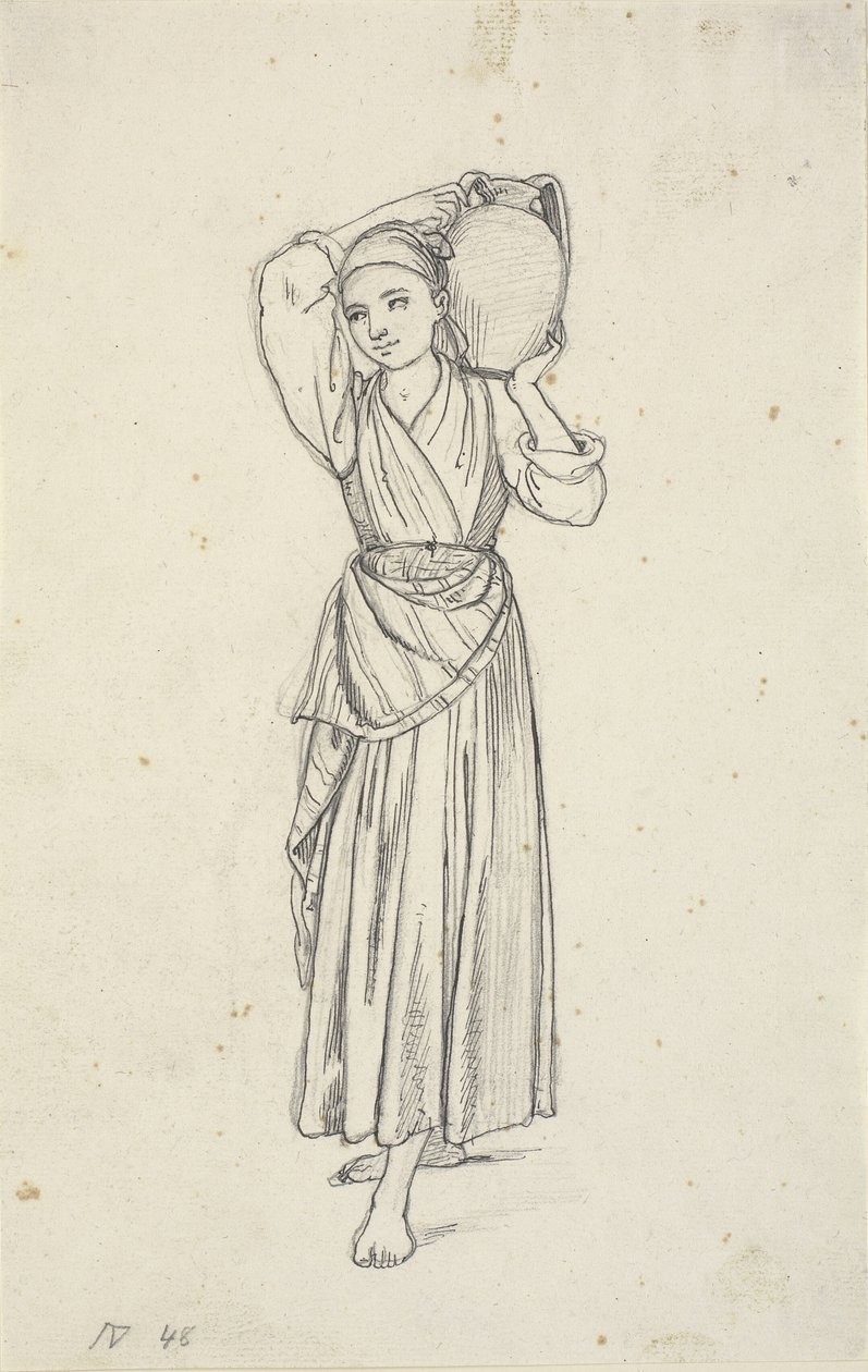 Vrouw met kruik op de schouder door Wilhelm Marstrand