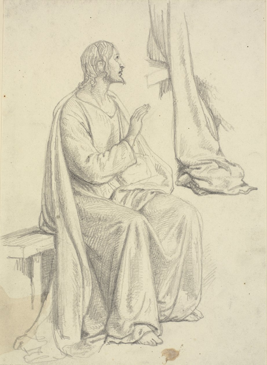 Zittende Jezus, en draperiestudie door Wilhelm Marstrand