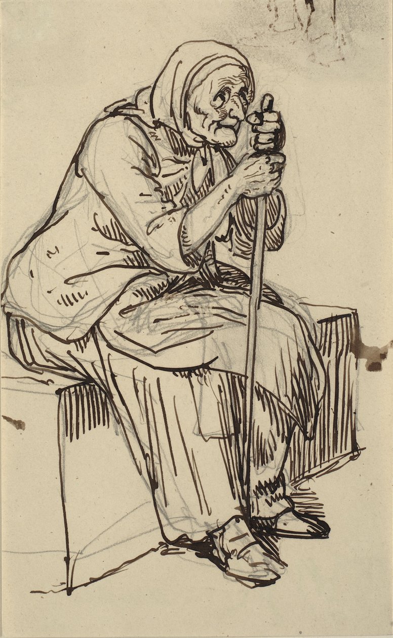 Zittende oude vrouw door Wilhelm Marstrand