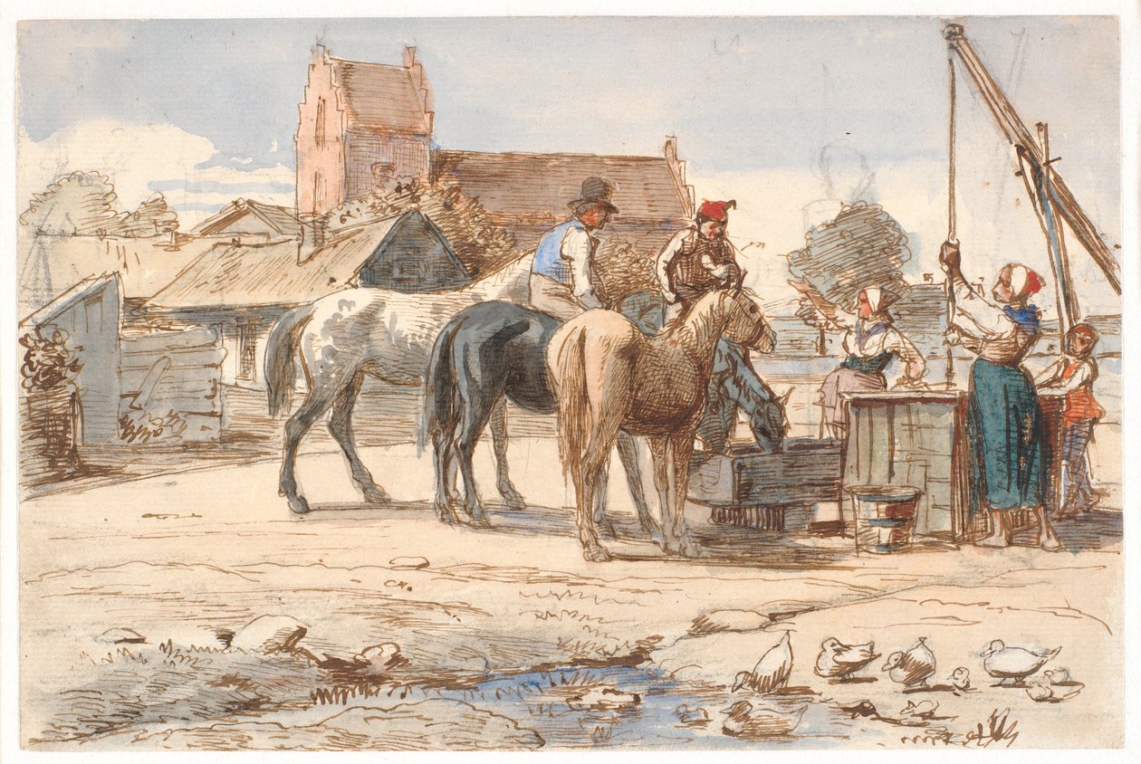 Bij de bron buiten het dorp door Wilhelm Marstrand