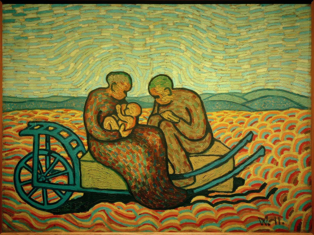 Familie op de kar door Wilhelm Morgner