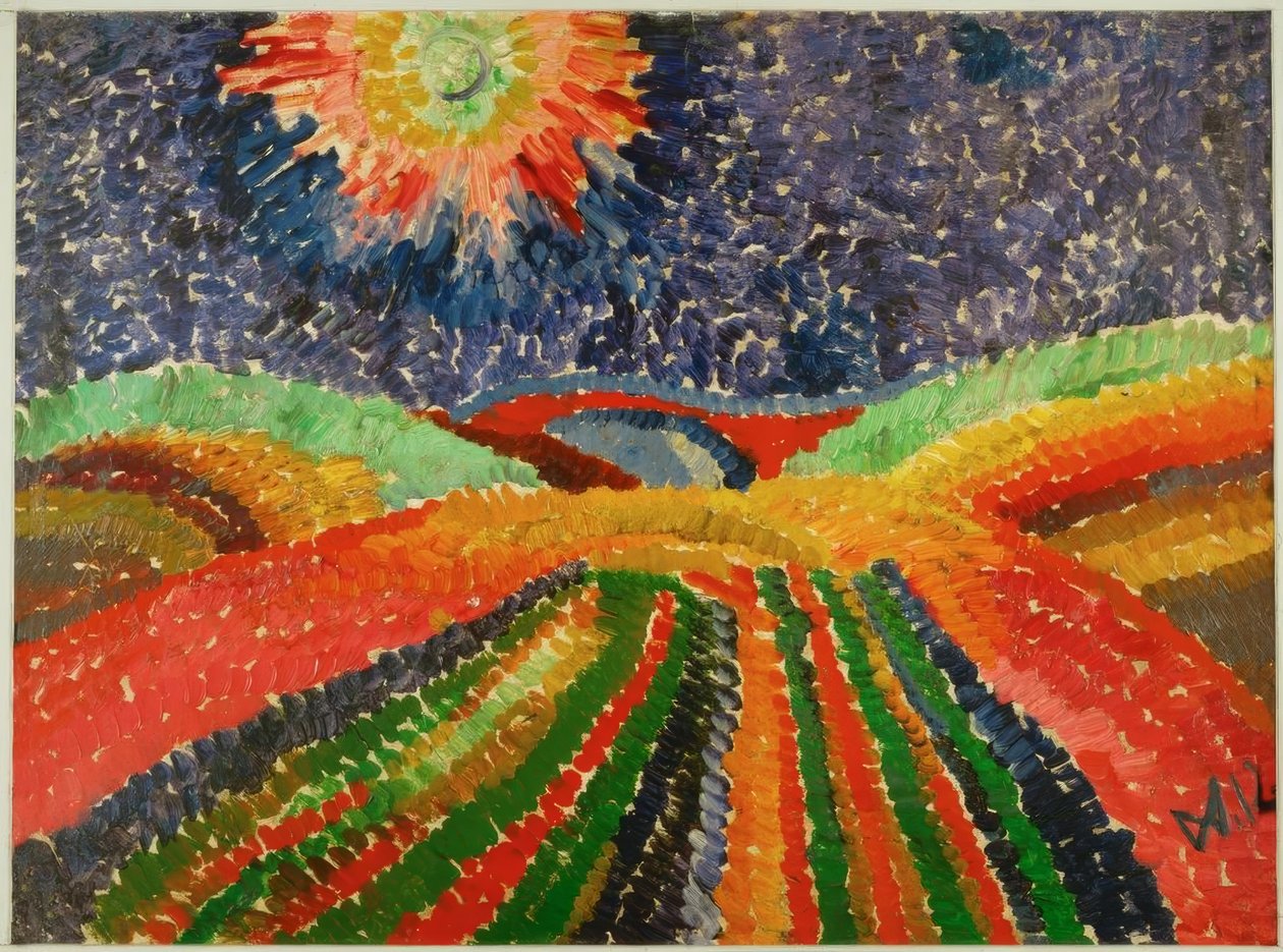 Landweg door Wilhelm Morgner