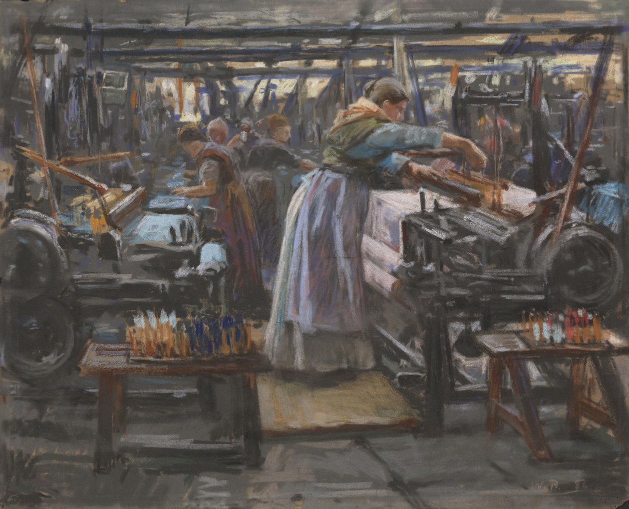 Interieur van Hjula Weverij door Wilhelm Peters