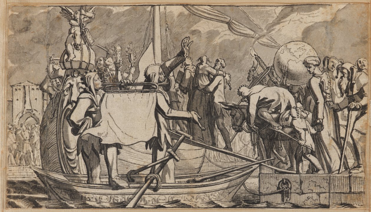De inscheping in het narrenschip door Wilhelm Stettler