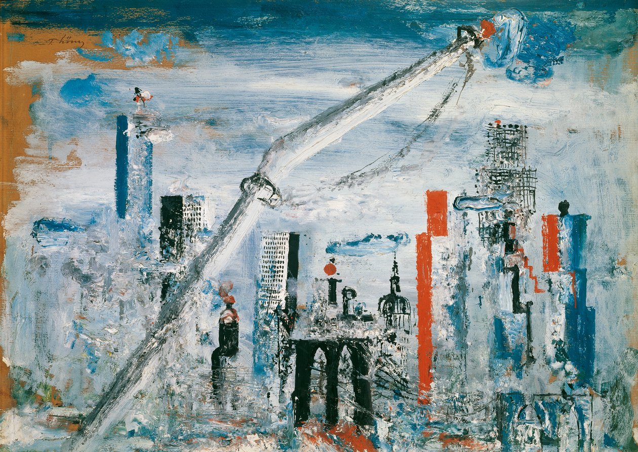Gezicht op Manhattan (East River) door Wilhelm Thöny
