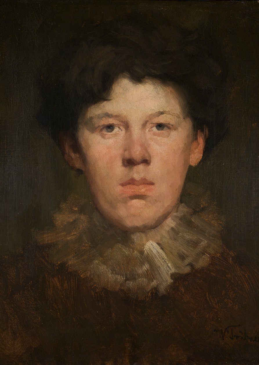 Jongen met kraag door Wilhelm Trübner