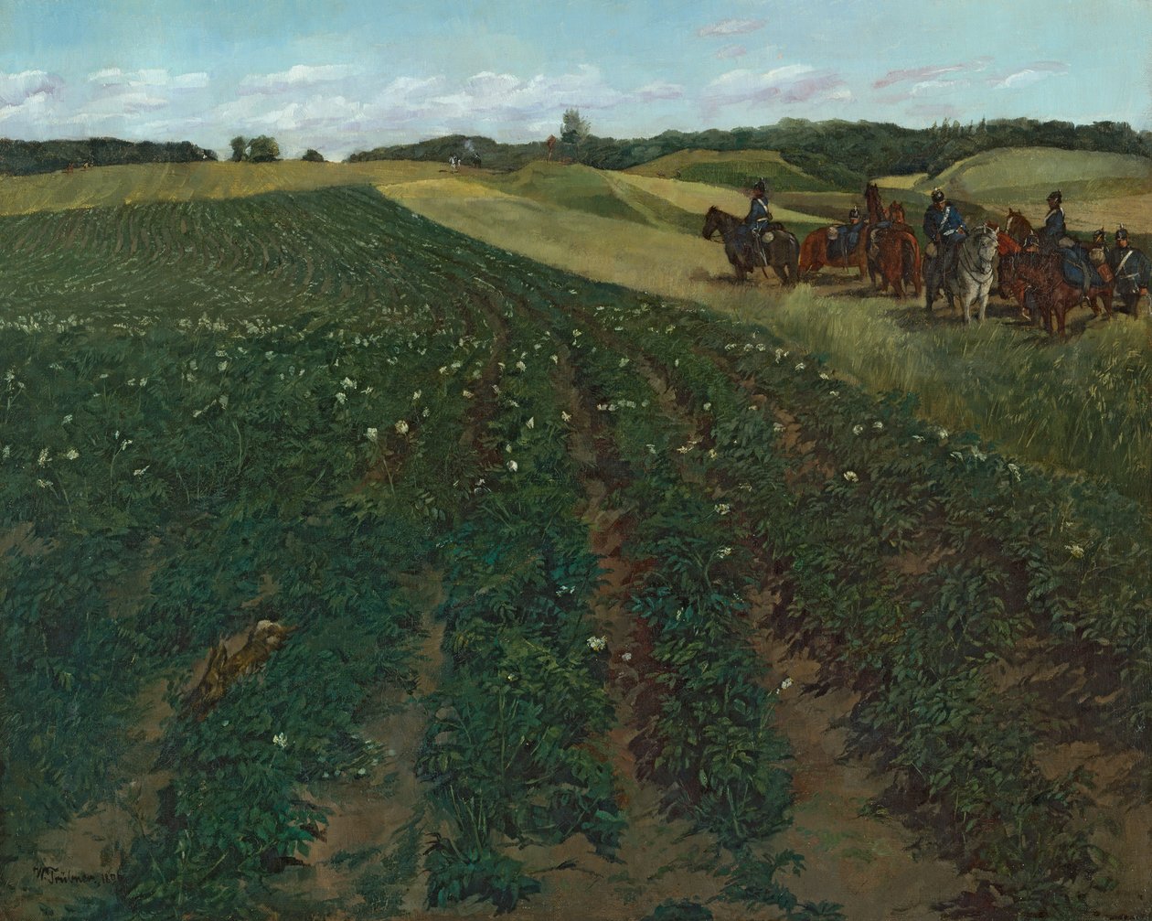 Aardappelveld bij Weßling in Opper-Beieren door Wilhelm Trübner
