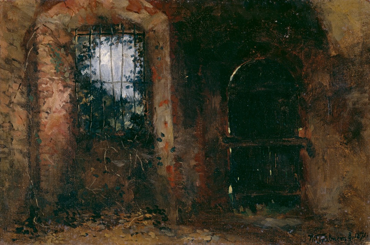 Kelderraam in het kasteel van Heidelberg door Wilhelm Trübner