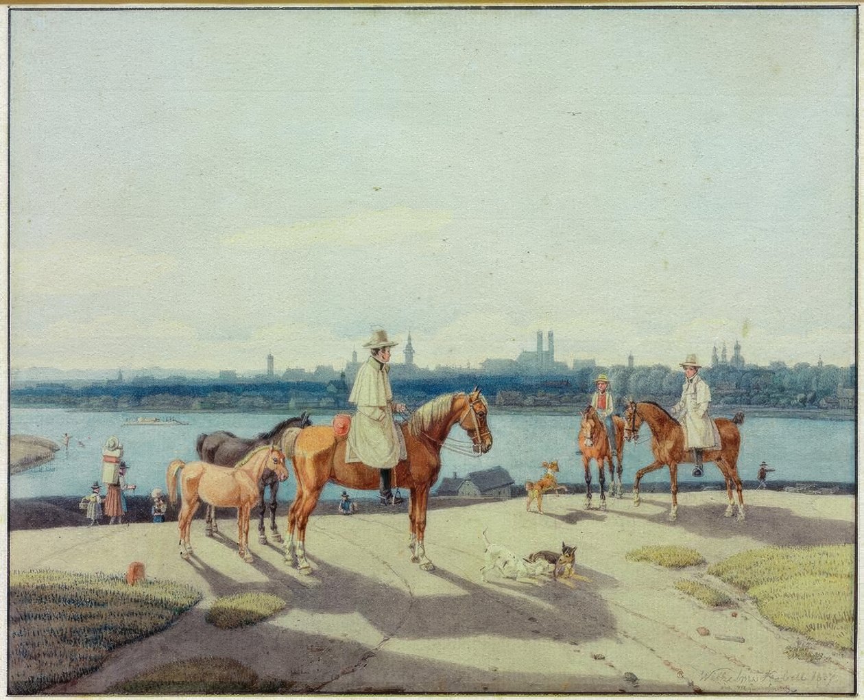 Ruiter aan de Isar oever voor München door Wilhelm von Kobell