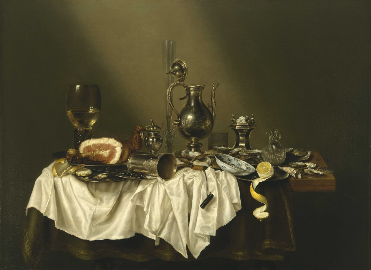 Bureau met ham door Willem Claesz. Heda