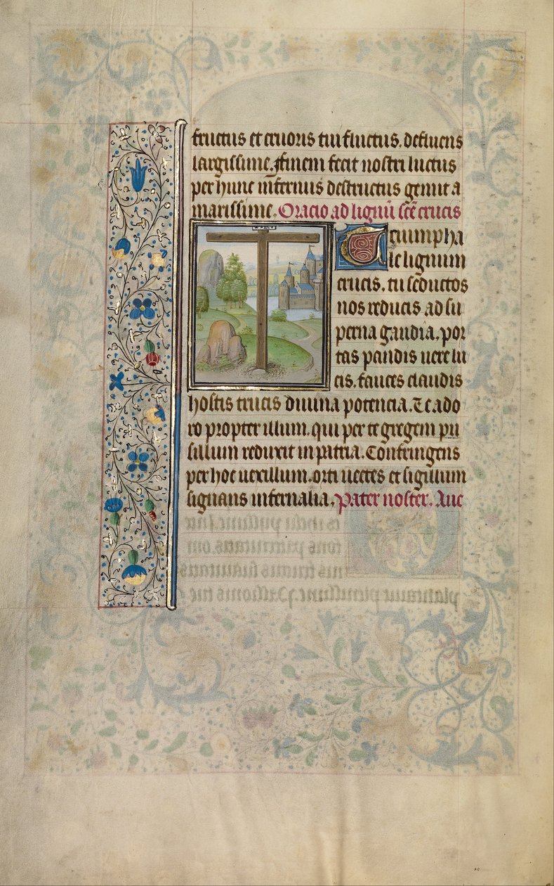 Een kruis in een landschap door Willem Vrelant