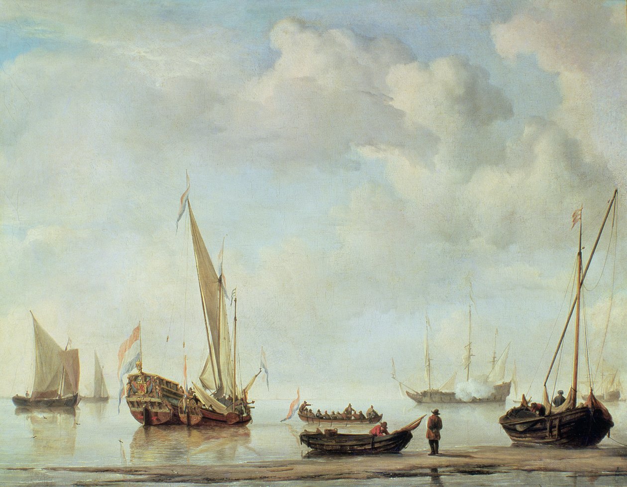 Schepen in een kalmte door Willem van de Velde