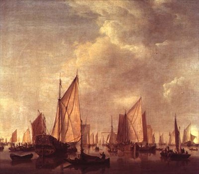 Schepen in een kalmte door Willem van de Velde