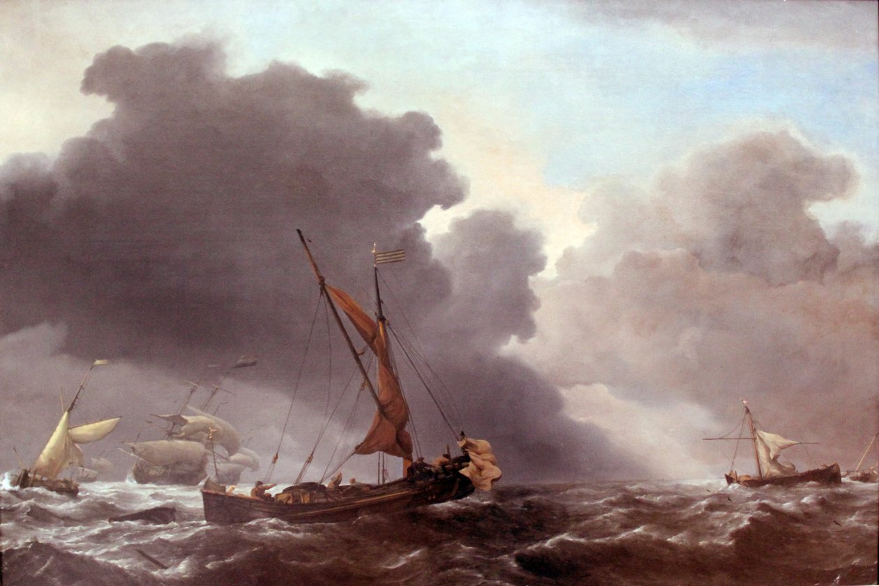 Schepen onder wind door Willem van de Velde the Younger