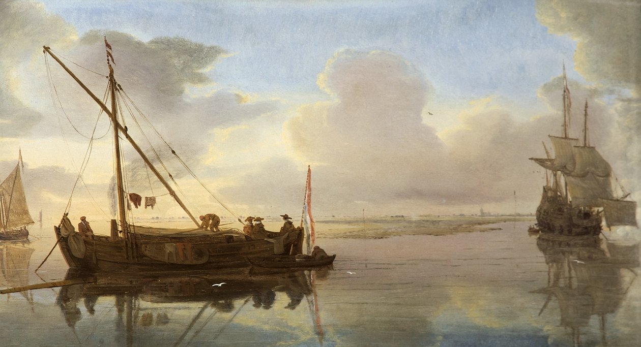Rivierscène met boten, 1668 door Willem van de Velde the Younger