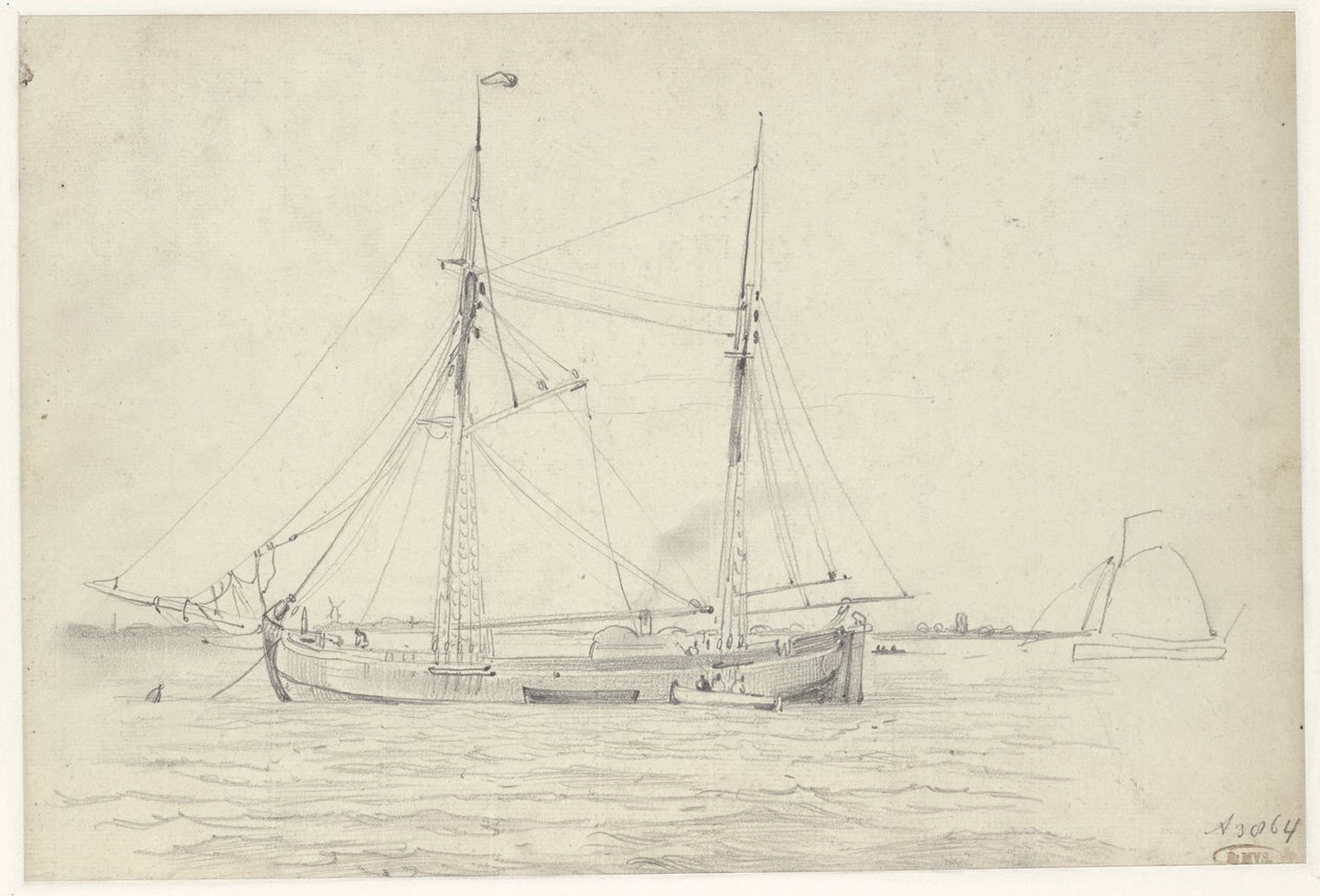 Schip op het water door Willem Anthonie van Deventer