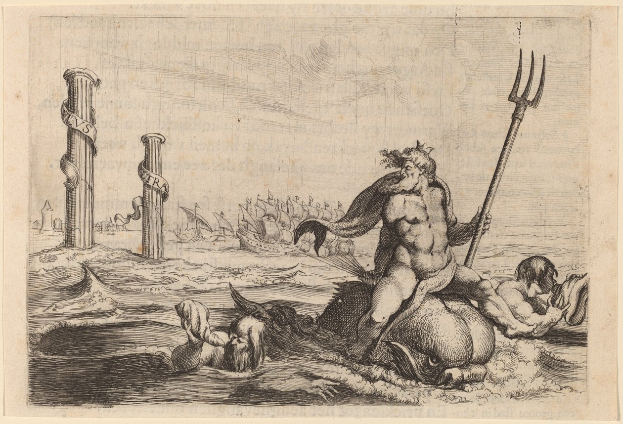 Neptunus en de Zuilen van Hercules, 1634 door Willem Basse