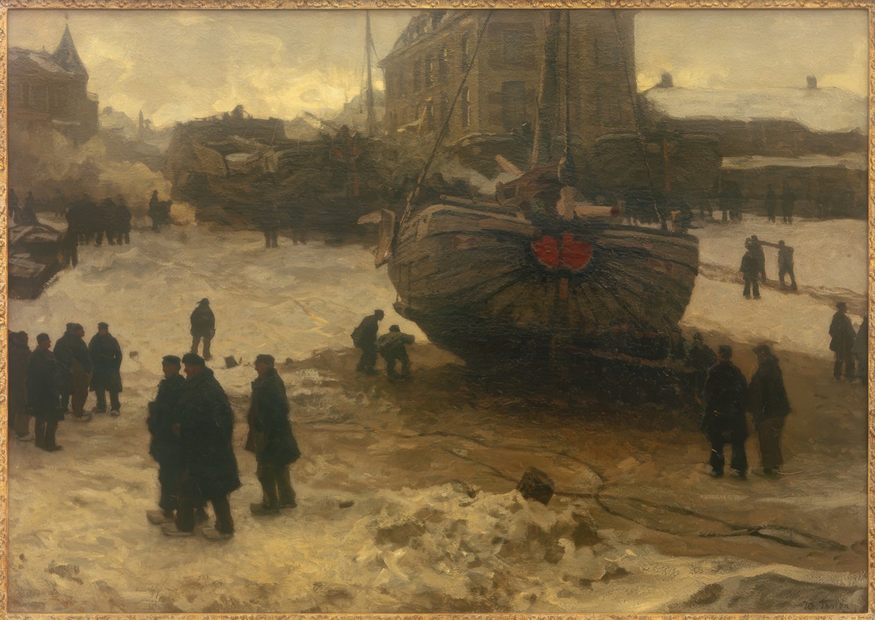 Vissersboten in Scheveningen door Willem Bastiaan Tholen