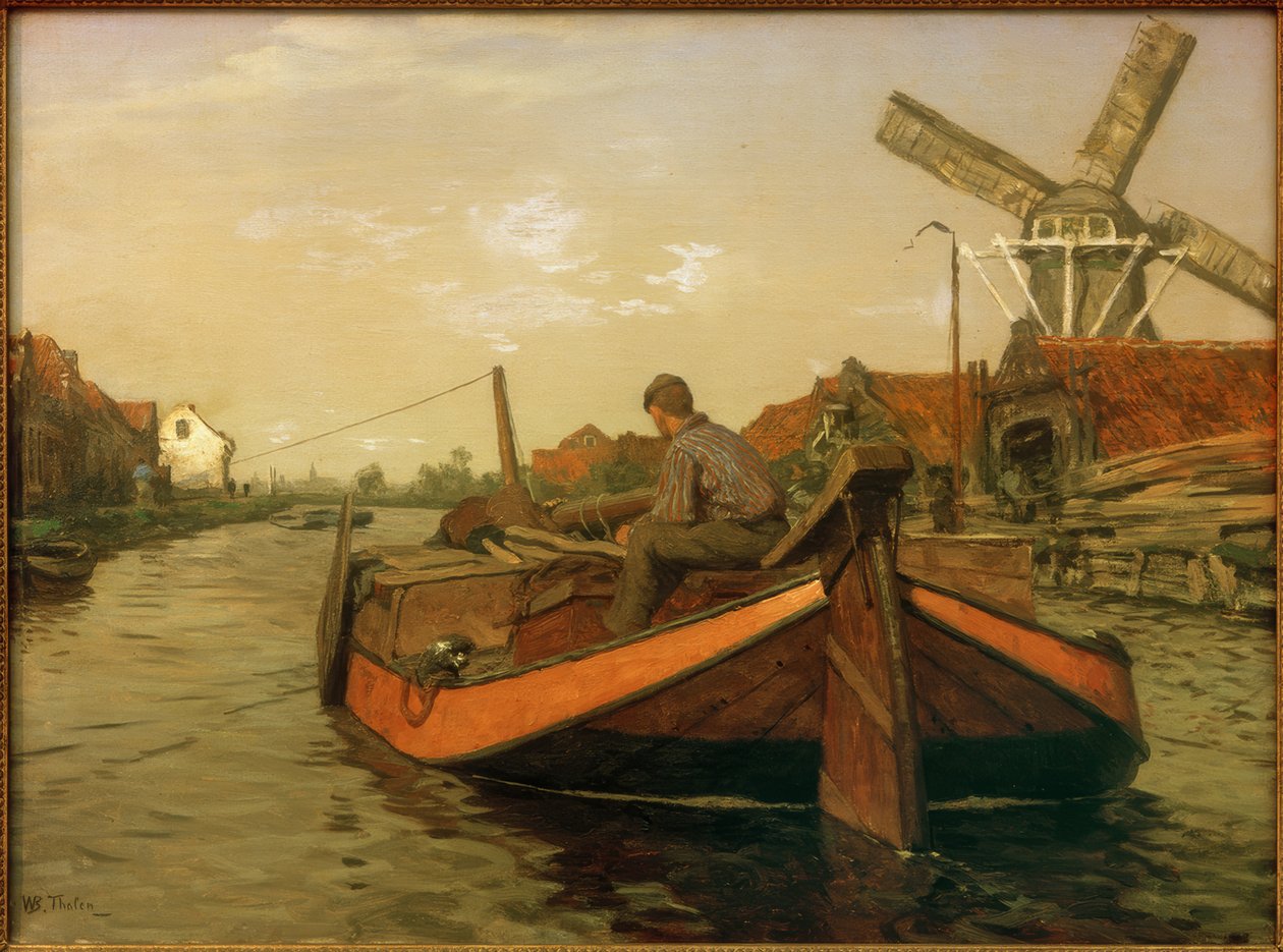 Trekschuit in het kanaal door Willem Bastiaan Tholen