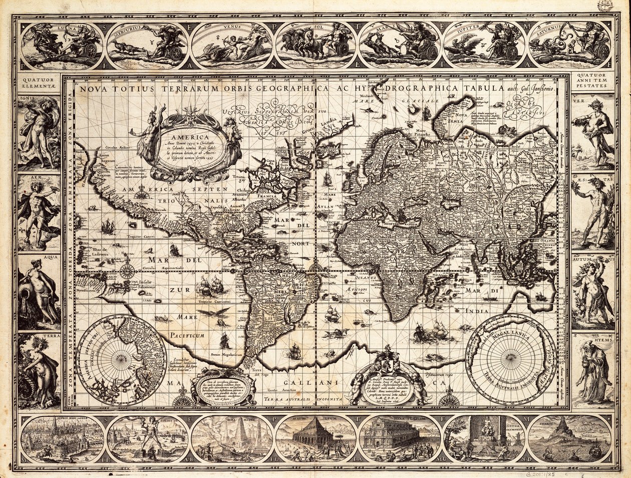 Mercator kaart van de wereld door Willem Blaeu