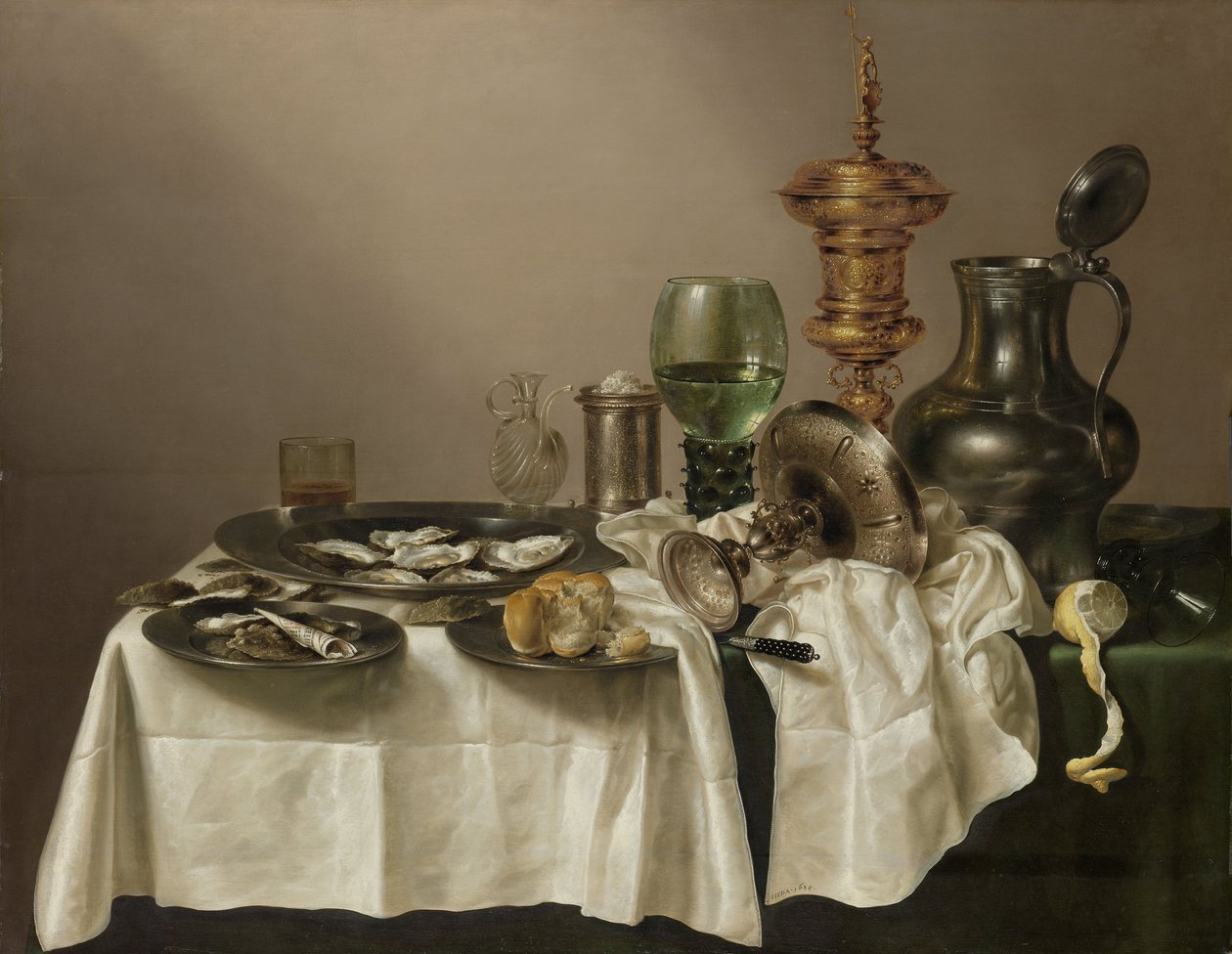 Stilleven met vergulde beker, 1635 door Willem Claesz. Heda