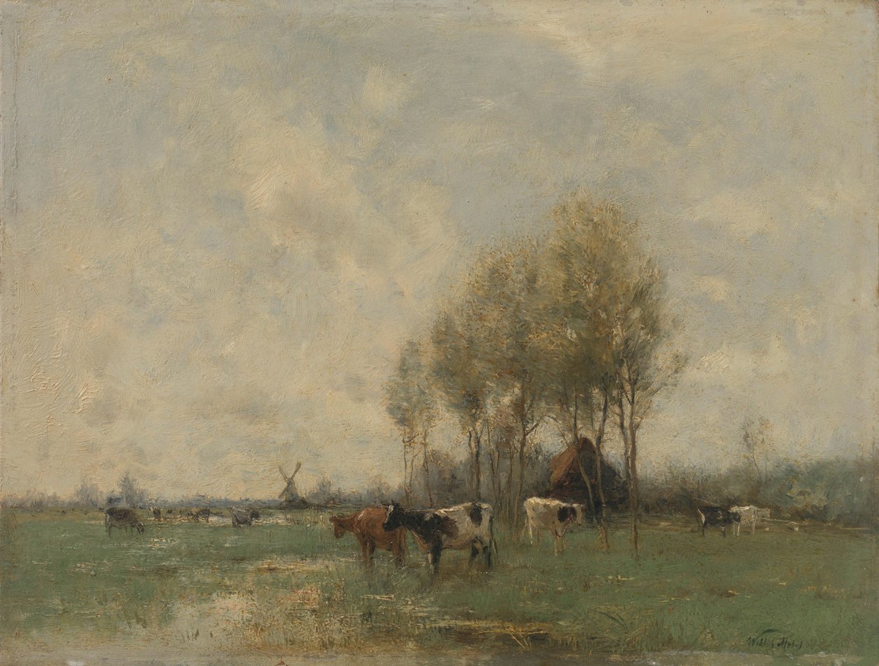Weide met koeien door Willem Maris