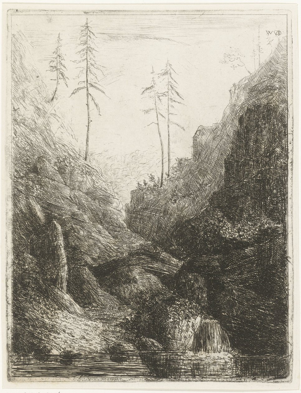 Rotsachtig landschap door Willem Matthias Jan van Dielen