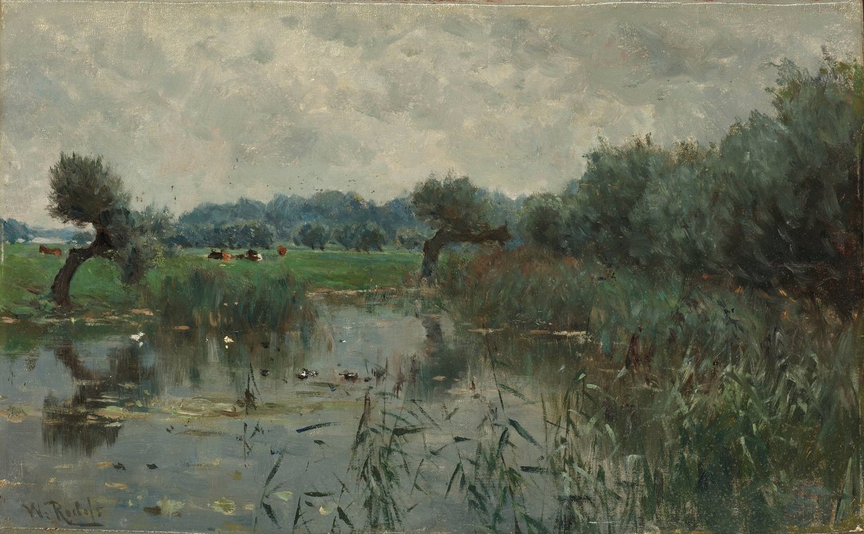 Waterweiden aan de rivier de IJssel door Willem Roelofs (I)
