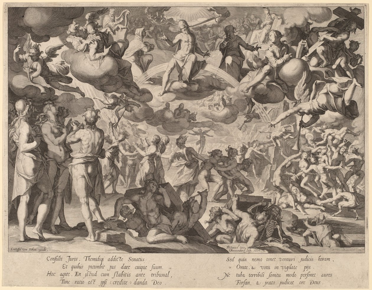 Het Laatste Oordeel door Willem Swanenburgh, after Joachim Anthonisz Wtewael