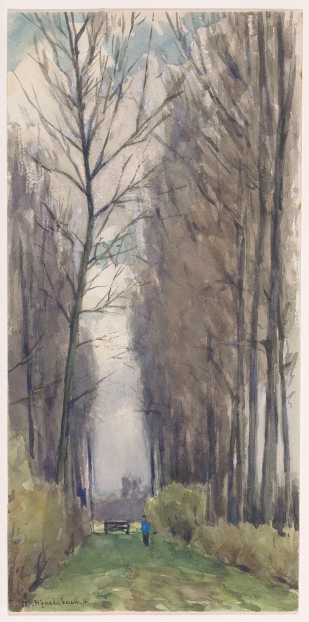 Laan met hoge bomen door Ludwig Willem Reymert Wenckebach